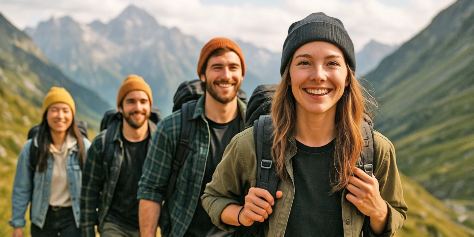 Gruppe Studierende beim Wandern / MLP Financify