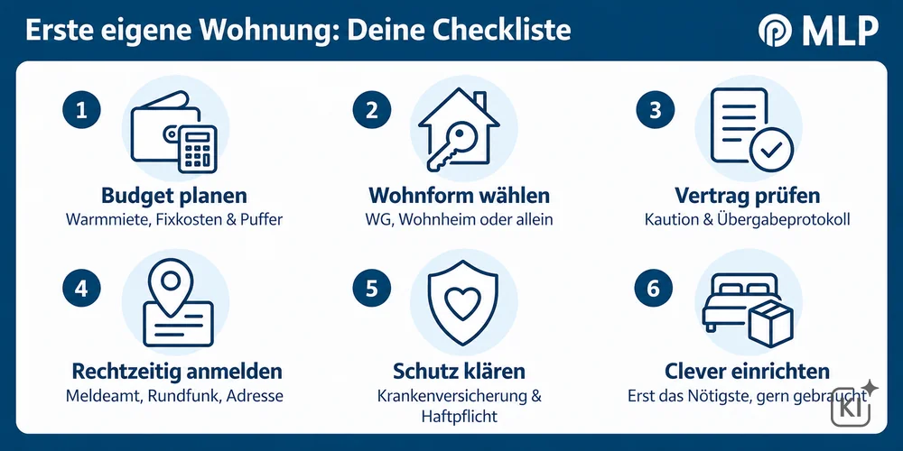 Infografik: Checkliste für die erste eigene Wohnung