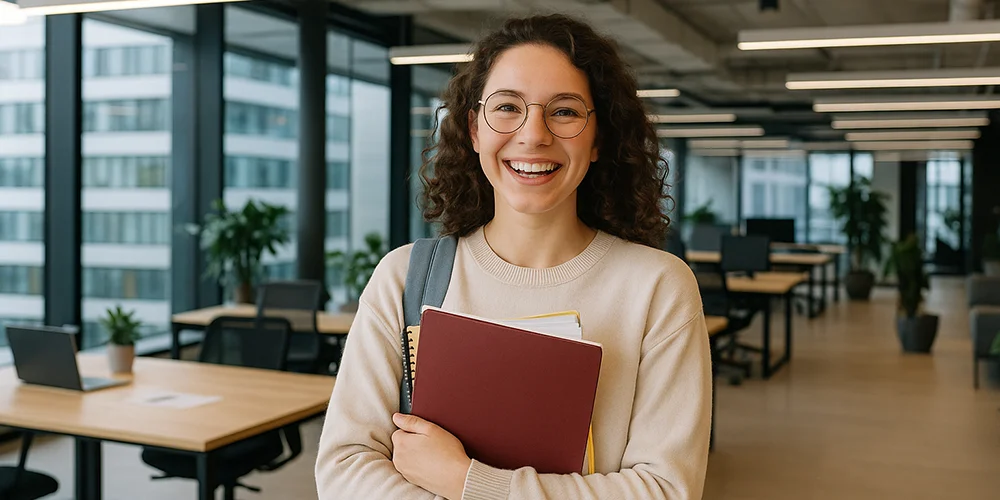 Studieren ohne NC / MLP Financify / Junge Studentin im Seminarraum