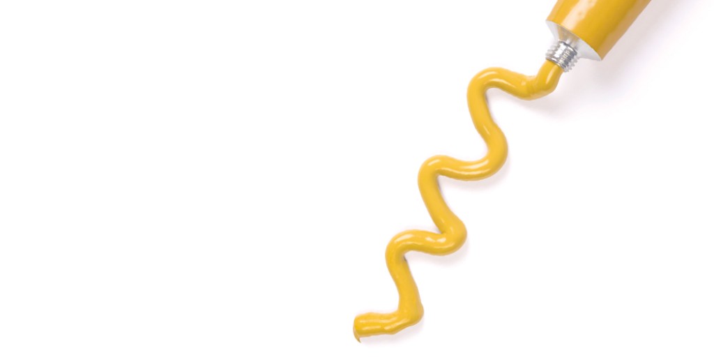 Senfstreifen aus der Tube 