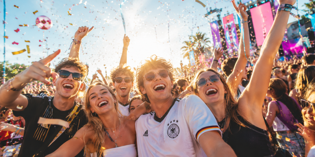 Junge Studierende auf einem Festival 